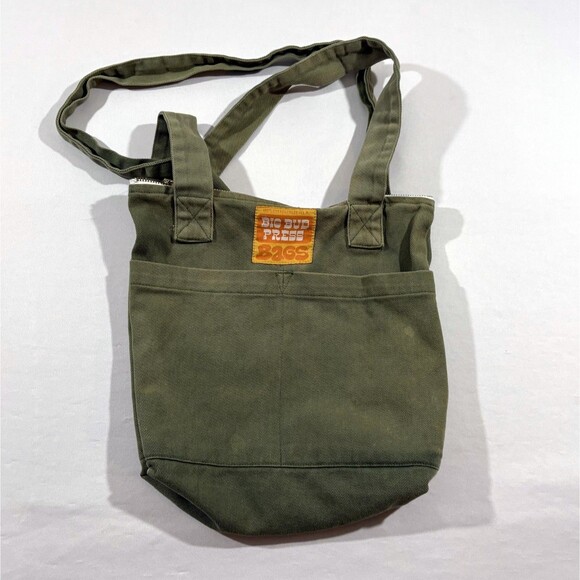 Big Bud Press Mini BAG Green Faded Cotton Canvas Zip Pocket Small Tote USA - Picture 1 of 7